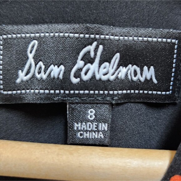 Sam Edelman Dress 8 Black Multicolor Dots V Neck Ruched Asymmetrical Zip Party - Picture 11 of 14